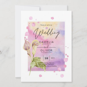 LeahG Rosa Calla Lily Blommigt bröllopsinbjudan al Inbjudningar