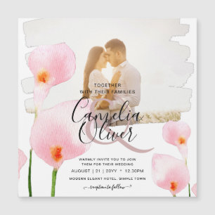 LeahG Rosa Calla Lily PHOTO Overlay bröllopsinbjud