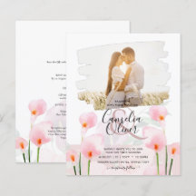 LeahG Rosa Calla Lily PHOTO Overlay bröllopsinbjud