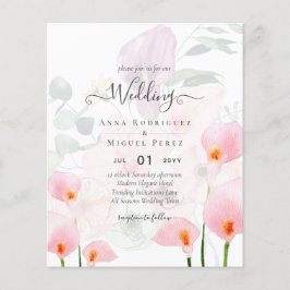 LeahG  Rosa Calla Lily Wedding Blommigt Flygblad