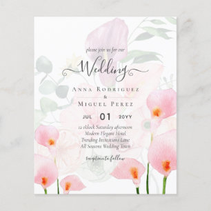LeahG Rosa Calla Lily Wedding Blommigt Flygblad