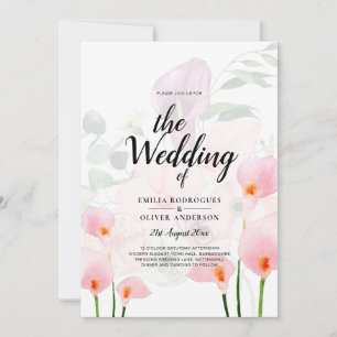 LeahG Rosa Calla Lily Wedding Blommigt Inbjudningar