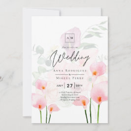 LeahG  Rosa Calla Lily Wedding Blommigt Inbjudningar