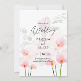 LeahG  Rosa Calla Lily Wedding Blommigt Inbjudningar