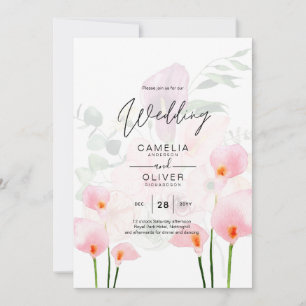 LeahG Rosa Calla Lily Wedding Blommigt Inbjudningar