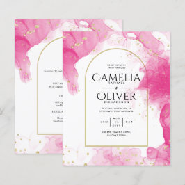 LeahG ROSA GULD BLÄCK Abstrakt  Wedding INVITE