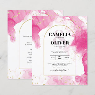 LeahG ROSA GULD BLÄCK Abstrakt Wedding INVITE