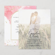 LeahG ROSA GULD BLÄCK Abstrakt  Wedding INVITE