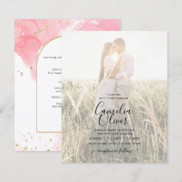 LeahG ROSA GULD BLÄCK Abstrakt  Wedding INVITE