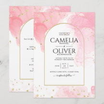 LeahG ROSA GULD BLÄCK Abstrakt  Wedding INVITE