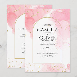 LeahG ROSA GULD BLÄCK Abstrakt Wedding INVITE Inbjudningar