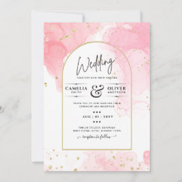 LeahG ROSA GULD BLÄCK Abstrakt  Wedding INVITE Inbjudningar