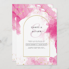 LeahG ROSA GULD BLÄCK Abstrakt  Wedding INVITE Inbjudningar