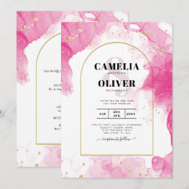 LeahG ROSA GULD BLÄCK Abstrakt  Wedding INVITE Inbjudningar
