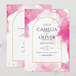 LeahG ROSA GULD BLÄCK Abstrakt  Wedding INVITE Inbjudningar