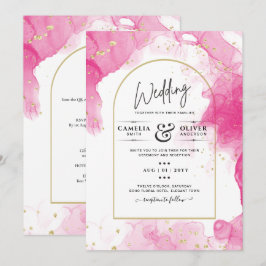 LeahG ROSA GULD BLÄCK Abstrakt  Wedding INVITE Inbjudningar