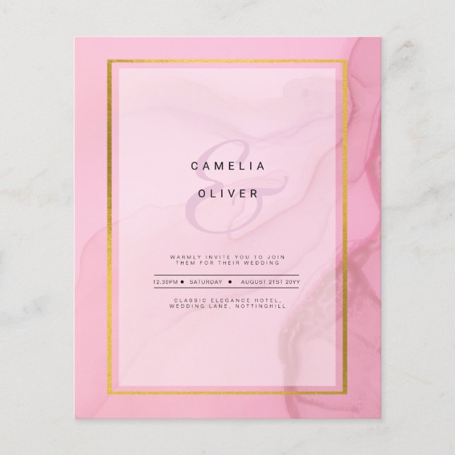 LeahG  Rosa Guld BLÄCK Ombre Wedding INVITE Flygblad (Framsidan)