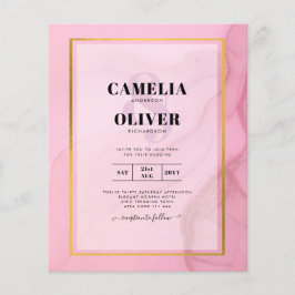 LeahG  Rosa Guld BLÄCK Ombre Wedding INVITE Flygblad