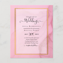 LeahG  Rosa Guld BLÄCK Ombre Wedding INVITE Flygblad