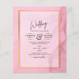 LeahG  Rosa Guld BLÄCK Ombre Wedding INVITE Flygblad