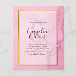 LeahG  Rosa Guld BLÄCK Ombre Wedding INVITE Flygblad