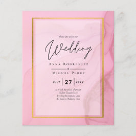 LeahG  Rosa Guld BLÄCK Ombre Wedding INVITE Flygblad