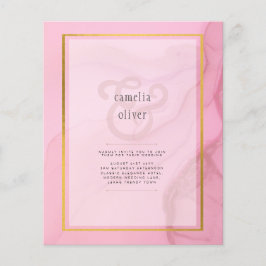 LeahG  Rosa Guld BLÄCK Ombre Wedding INVITE Flygblad