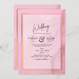 LeahG  Rosa Guld BLÄCK Ombre Wedding INVITE Inbjudningar