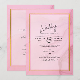LeahG Rosa Guld BLÄCK Ombre Wedding INVITE Inbjudningar