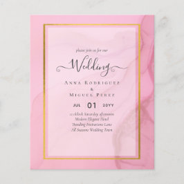 LeahG Rosa Guld Blush INK Ombre Bröllops INVITATIO Flygblad