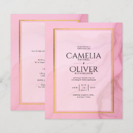 LeahG Rosa Guld INK Ombre Bröllops INVITATION