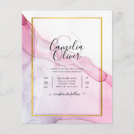 LeahG ROSA Lila bläck Abstrakt Bröllops INVITATION Flygblad