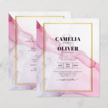 LeahG ROSA Lila Bläck Abstrakt Wedding INVITE