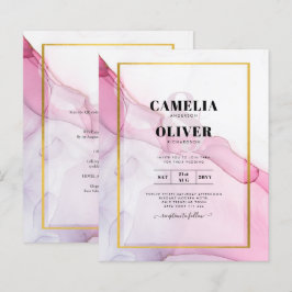 LeahG ROSA Lila Bläck Abstrakt Wedding INVITE