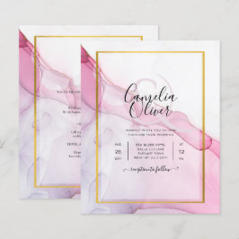 LeahG ROSA Lila Bläck Abstrakt Wedding INVITE