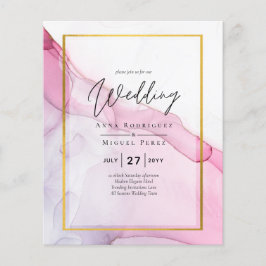 LeahG ROSA Lila Bläck Abstrakt Wedding INVITE Flygblad