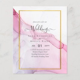 LeahG ROSA Lila Bläck Abstrakt Wedding INVITE Flygblad