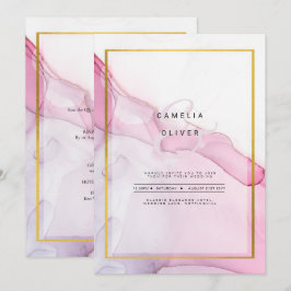 LeahG ROSA Lila Bläck Abstrakt Wedding INVITE Inbjudningar
