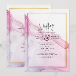 LeahG ROSA Lila Bläck Abstrakt Wedding INVITE Inbjudningar