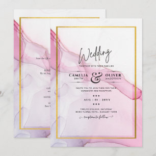 LeahG ROSA Lila Bläck Abstrakt Wedding INVITE Inbjudningar
