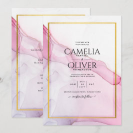 LeahG ROSA Lila Bläck Abstrakt Wedding INVITE Inbjudningar