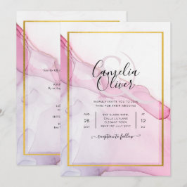 LeahG ROSA Lila Bläck Abstrakt Wedding INVITE Inbjudningar