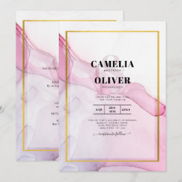 LeahG ROSA Lila Bläck Abstrakt Wedding INVITE Inbjudningar