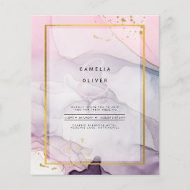 LeahG Rosa Lila Lavender Guld BLÄCK Wedding INVITE Flygblad