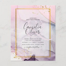 LeahG Rosa Lila Lavender Guld BLÄCK Wedding INVITE Flygblad
