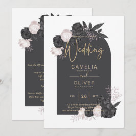 LeahG Rosa rosa rosor Modern höst- och vinterbröll Inbjudningar