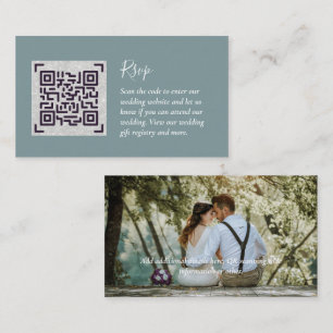 LeahG RSVP QR-kod FOTO Detaljer Bröllopskort Tilläggskort