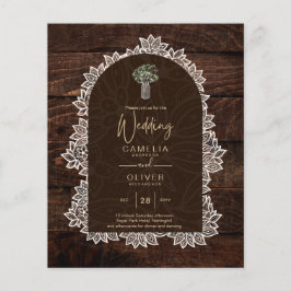 LeahG Rustic Snöre Gypsophila Wood Wedding INVITE Flygblad