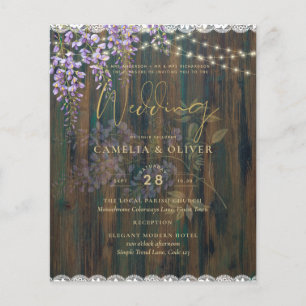 LeahG Rustic WISTERIA Broderat Blommigt Bröllops I Flygblad