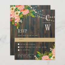 LeahG Rustic Wood Peach Coral Blommigt Bröllop